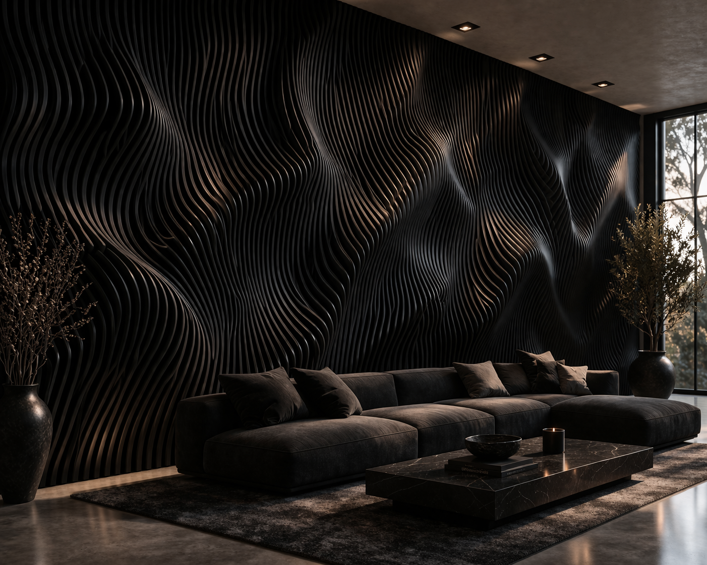 Custom Wavy Parametric Wall Panels - Full Wall