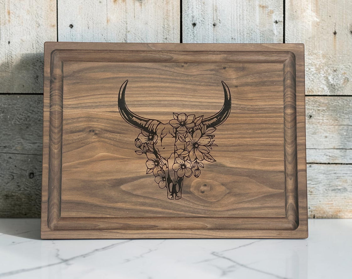 Engraved Blooming Outlaw Cutting Board