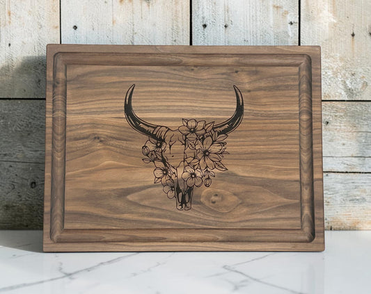 Engraved Blooming Outlaw Cutting Board