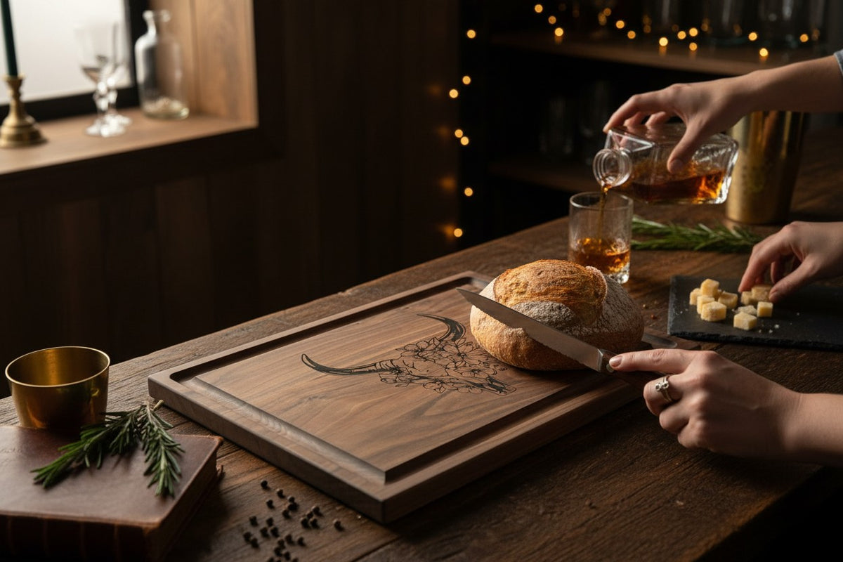 Engraved Blooming Outlaw Cutting Board